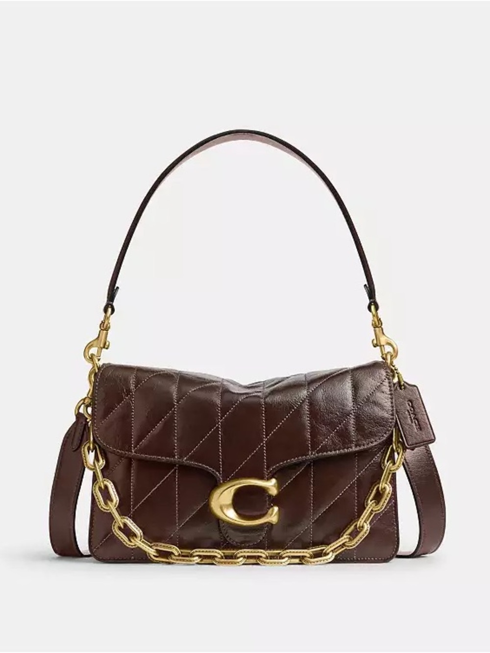 Coach Quilted Chain Tabby Shoulder Bag With Quilting Brass/Maple NEW with tags.